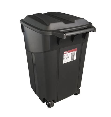 Hyper Tough 45 Gallon Wheeled Heavy Duty Plastic Garbage Can, Attached ...