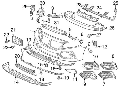 2017-2019 Honda Civic Garnish, L Front Bumper Side 71108-TGG-A20 | OEM Parts Online