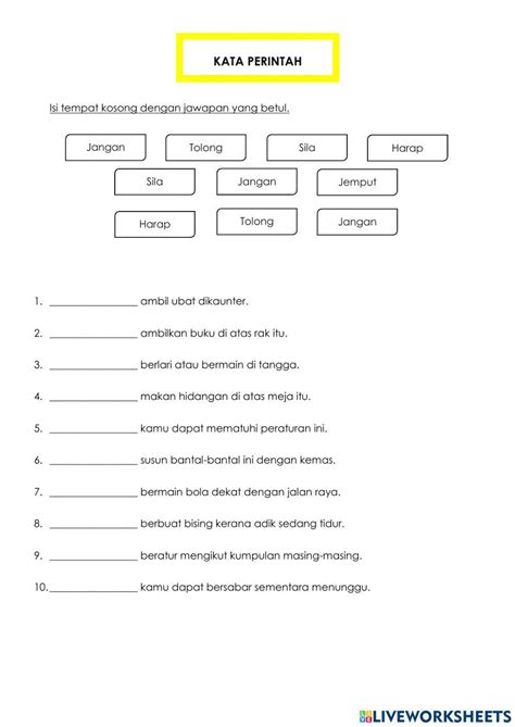 Kata Perintah 1109249 | rozitaahalim | LiveWorksheets