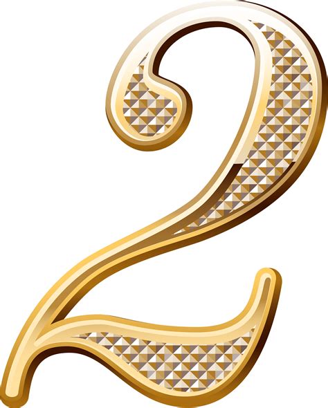 Numbers ‿ ⁀ Number Two, Clipart Images, Numero Um, - Gold Number Png ...