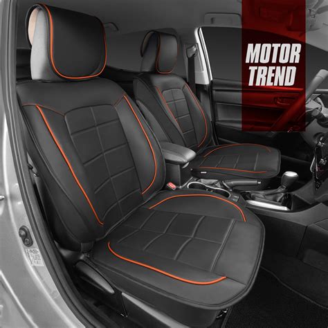 Motor Trend Premium Faux Leather Seat Covers for Front Seats, Orange ...