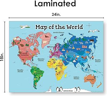 World Map poster for kids - Educational, interactive, wall map, World Map