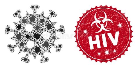 Coronavirus Collage HIV Virus Icon with Distress HIV Seal Stock Vector ...