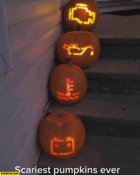 Scariest pumpkins ever car warning lights check engine | StareCat.com