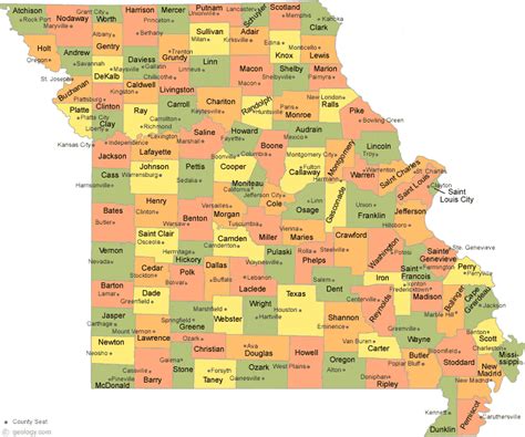 Counties In Missouri Map - Verna Jennette