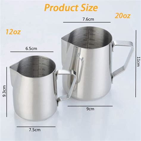 Milk Frothing Pitcher 20 oz Stainless Steel Milk Frothing Cup Coffee Steaming Pitcher Perfect ...