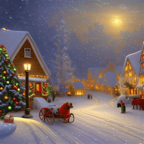 Christmas Village in the Snow · Creative Fabrica