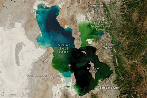 The Great Salt Lake is shrinking - NASA satellite images | World ...