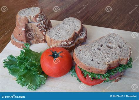 Whole Wheat Bread and Ham Sandwich Stock Image - Image of baguette, slice: 54474447