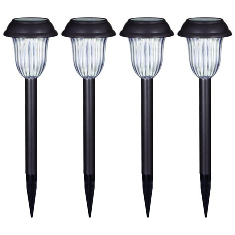 Portfolio 4-Pack 4x Brighter (4.8-Lumen) Charcoal Brown Solar Integrated LED Path Light at Lowes.com