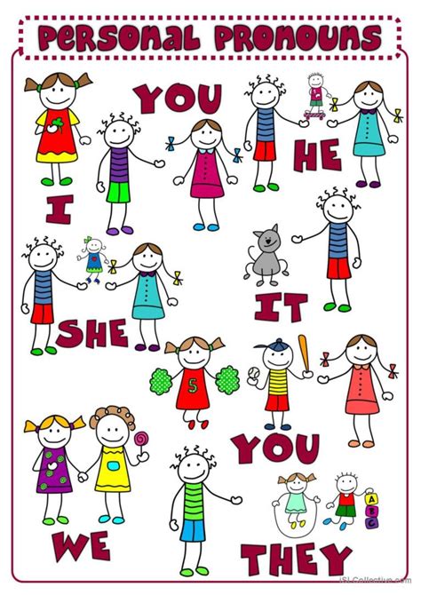 Personal pronouns - poster pictionar…: English ESL worksheets pdf & doc