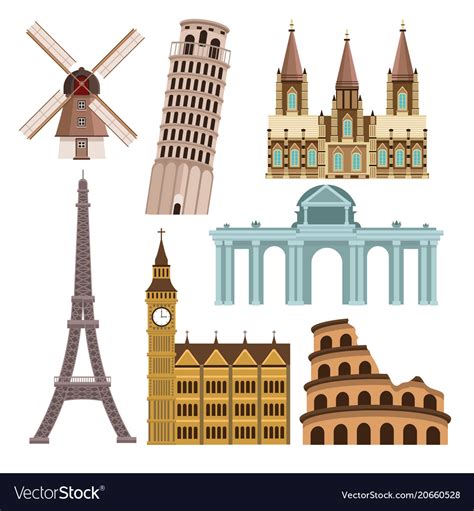 Monuments of europe Royalty Free Vector Image - VectorStock