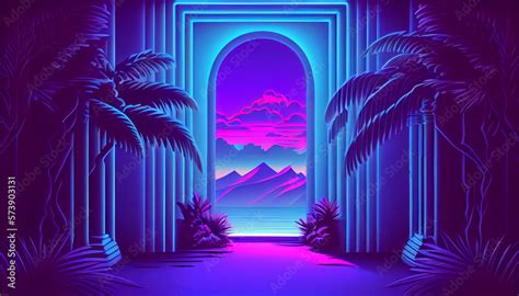 Bright vaporwave background blue with violet. Stock Illustration ...