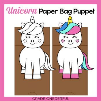 Unicorn Paper Bag Puppet: Craft Activity Printable | Paper bag puppets ...