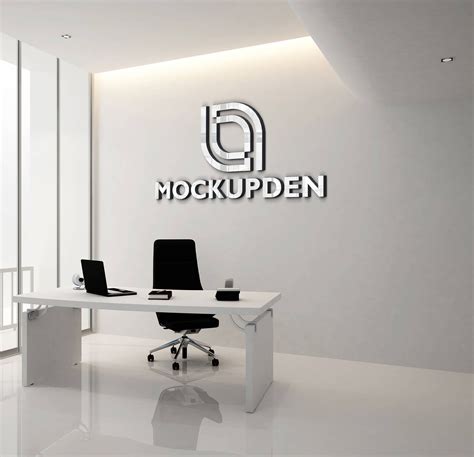 Free Office Wall Logo Mockup PSD Template - Mockup D