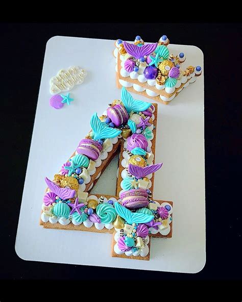 @twotocake posted on their Instagram profile: “Happy 4th birthday 💜. luxury MERMAID design tar ...