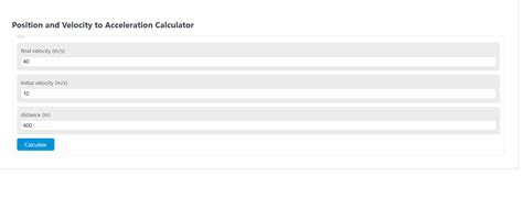 Position and Velocity to Acceleration Calculator - Calculator Academy