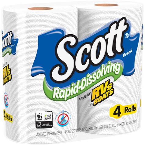 Scott Rapid-Dissolving Toilet Paper - White - Soft, Absorbent, Septic Safe, Clog Safe - For Skin ...