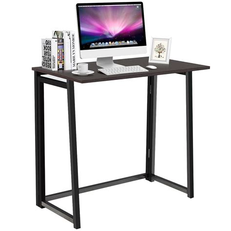 Gymax Foldable Computer Desk Home Office Laptop Table Writing Desk Study Table Brown - Walmart ...