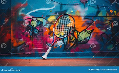 Tennis Racket on a Graffiti Wall Background Stock Illustration ...