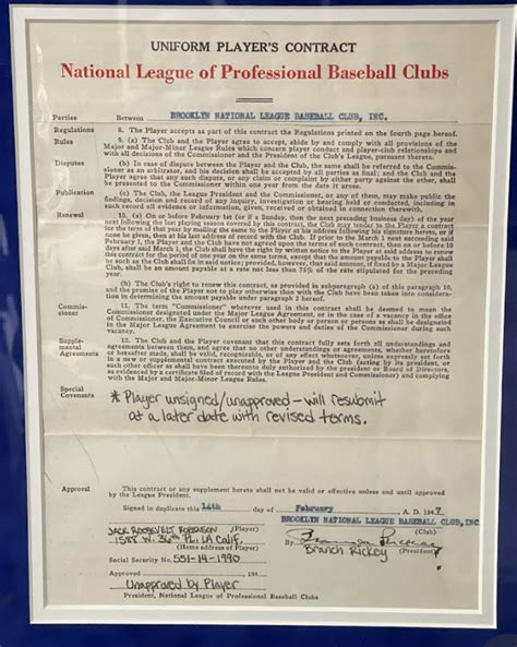 Charitybuzz: 1947 Jackie Robinson First Contract Signed by Dodgers ...