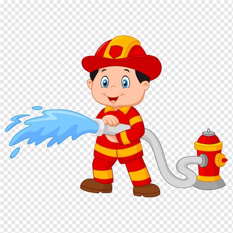 Firefighter Cartoon Illustration, Firefighters holding hose., people ...