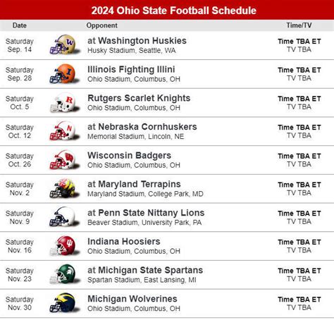 Ohio State Football Schedule 2024 Printable - Fall Break 2024