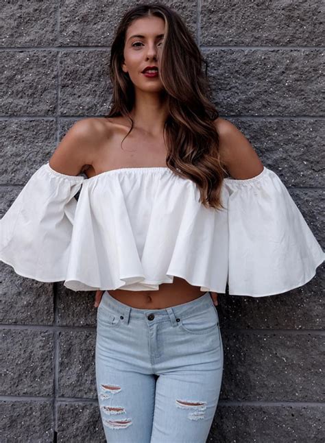 Off Shoulder Loose Fit Ruffle Blouse - STYLESIMO.com