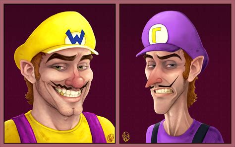 Portraits: Wario + Waluigi by Elusive-Angel on DeviantArt