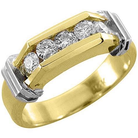 14k Yellow Gold Mens Brilliant round cut 5-Stone Diamond Ring .75 Carats - Walmart.com