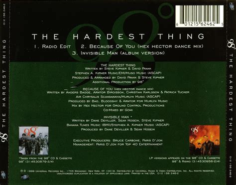 POP 'TIL YOU PUKE!: 98 Degrees - The Hardest Thing - (CD Single) - 1999