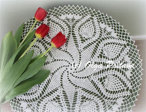 Lacy Crochet: Swirl and Pineapples Doily, Free Crochet Pattern by Olga Poltava