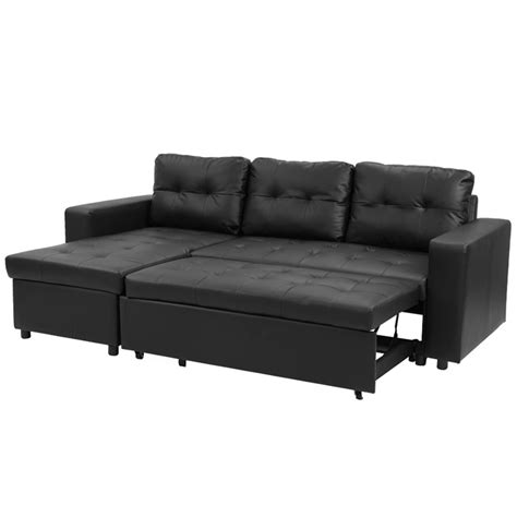 Black Leather Sofa Bed With Storage - Odditieszone