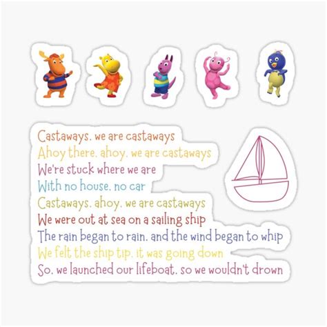 "Castaways Backyardigans Sticker tiktok song lyrics sticker pack" Sticker for Sale by cherryblue ...