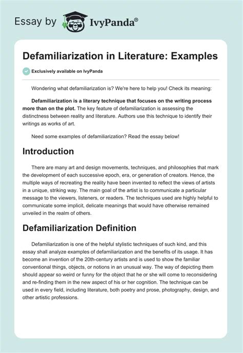 Defamiliarization in Literature: Examples