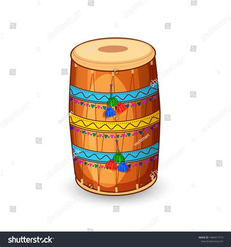 Illustration Decorated Dhol Means Drum Used Stock Vector (Royalty Free ...