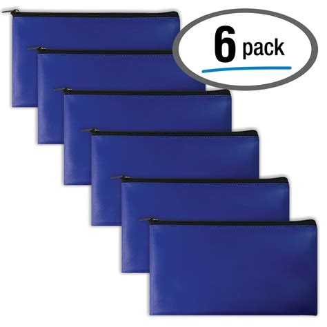 6 Pack, Zippered Security Bank Deposit Bag, by Better Office Products, Leatherette, Cash Bag ...