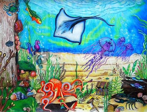 "Fatasy Under the Sea" Drawing art prints and posters by Sandra Gale - ARTFLAKES.COM