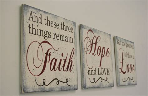 Faith Hope And Love Wood Sign Set Christian Wall Decor | Shabby chic ...