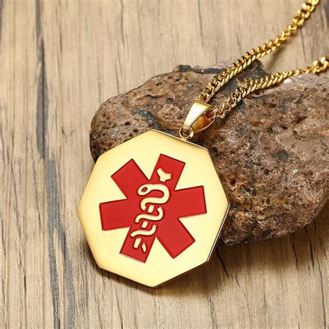 Custom Medical Alert ID Pendant for Men Women Personalized - Etsy