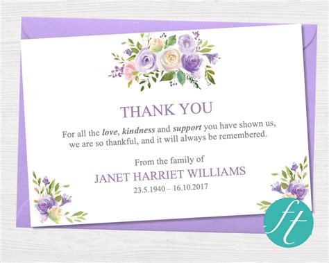 Funeral Thank You Card | Lilac Bouquet – Funeral Templates