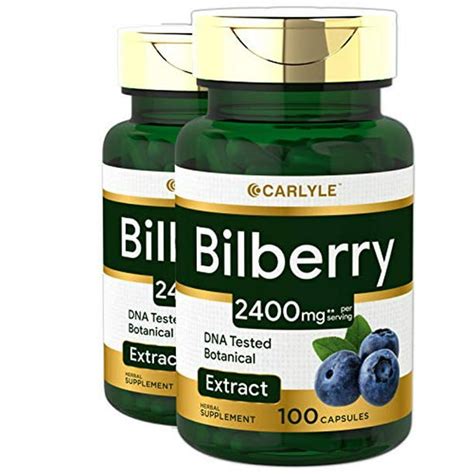 Bilberry Extract Capsules | 2400mg | 200 Count | Non-GMO, Gluten Free Fruit Supplement | by ...