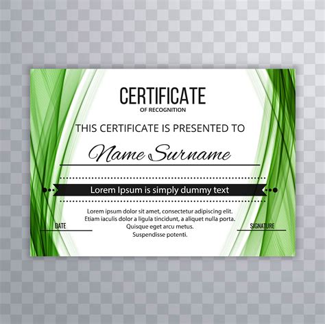 Beautiful green wavy certificate template 257093 Vector Art at Vecteezy