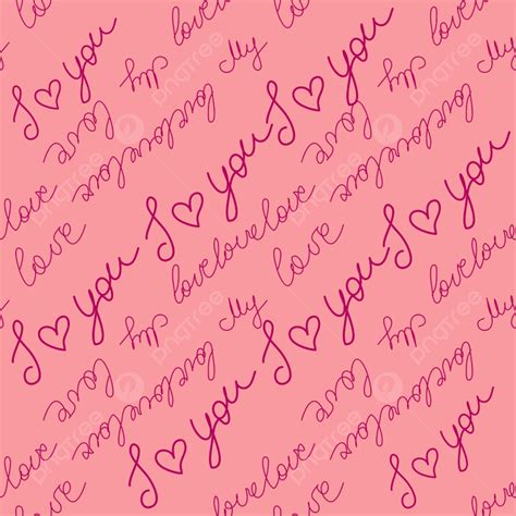 Love Text Pink Seamless Pattern Background, Greeting, Objects ...