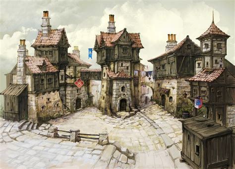 Medieval Town Sketch at PaintingValley.com | Explore collection of ...