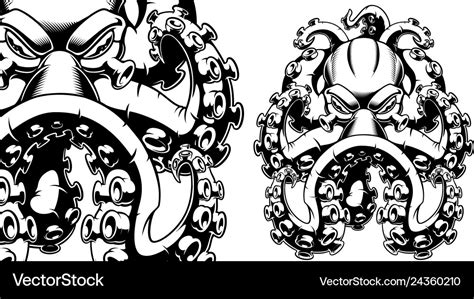 A octopus black and white Royalty Free Vector Image