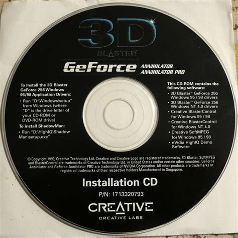 Creative Geforce 256 driver and bios installation cd : Creative Labs ...