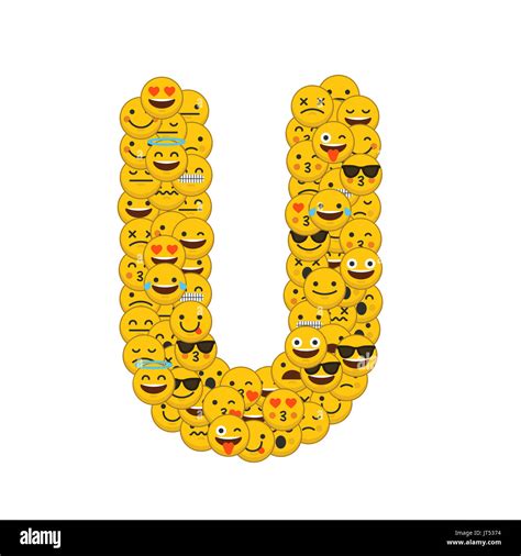 Emoji smiley characters capital letter U Stock Photo - Alamy