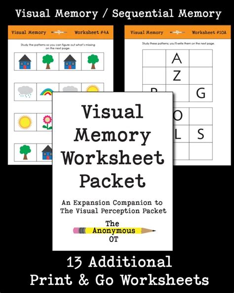 Visual Memory Worksheet Packet - Your Therapy Source