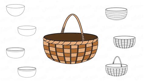 How to draw a basket step by step